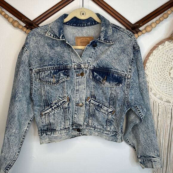 Vintage Jackets & Blazers - Vintage Palmetto's Acid Wash Denim Jean Jacket